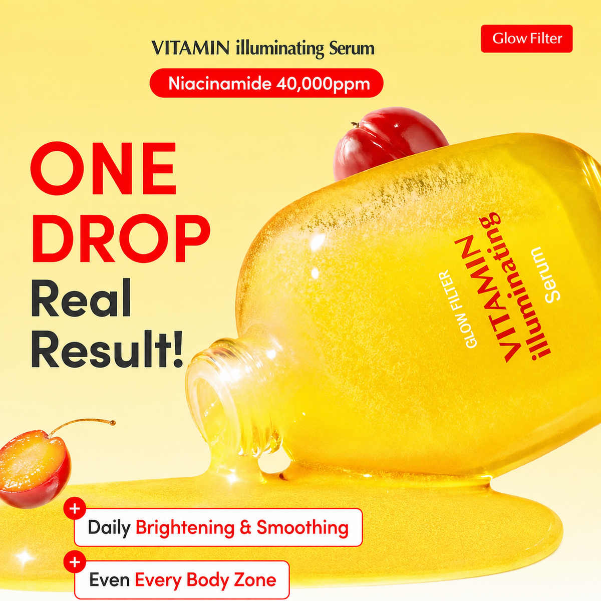 Vitamin illuminating serum texture and brightening benefits